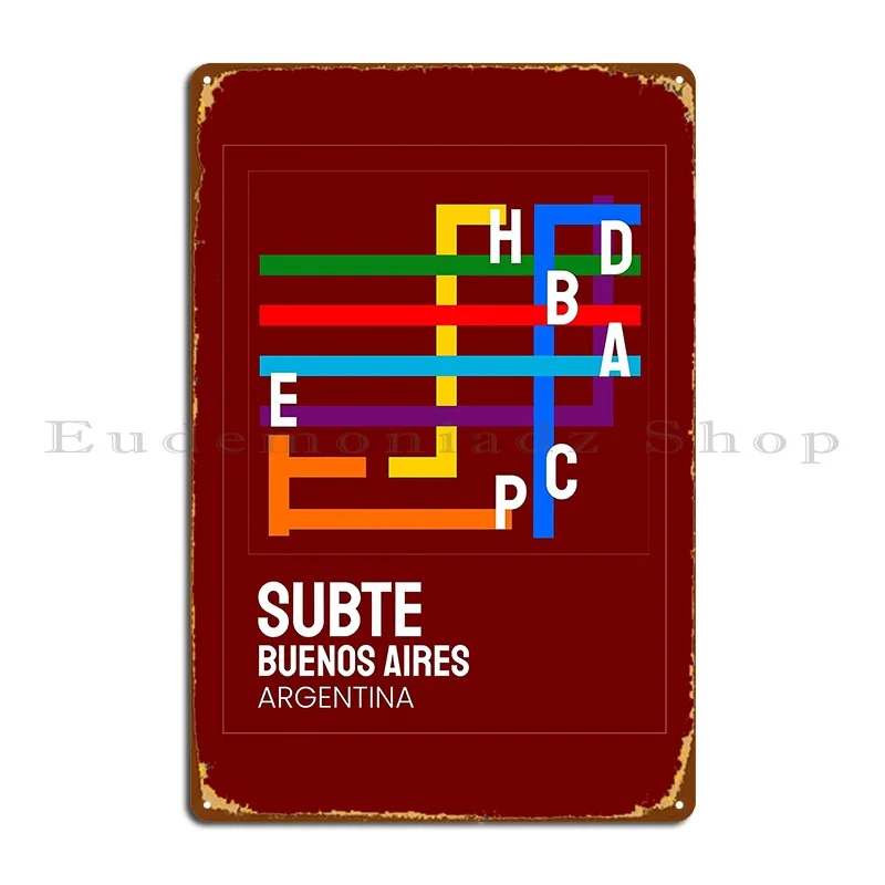 Металлический плакат с надписью «Subte» в стиле Буэнос-Айрес