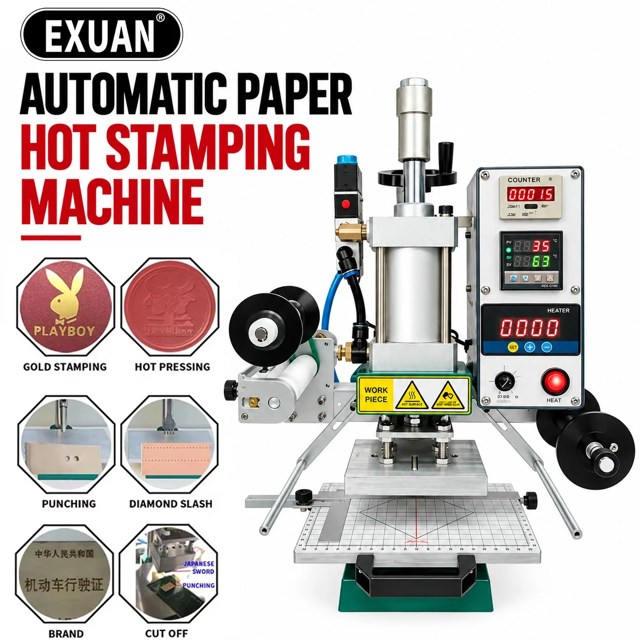 Fully Automatic Paper Hot Stamping Machine Pneumatic Digital Bronzing Machine For PVC Book Leather Wood LOGO Brand Hot Pressing