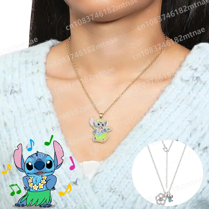 

Kawaii Stitch Cartoon Metal Necklace Pendant Necklaces Characters Kids Gifts for Women Jewelry Children's Necklace Gifts