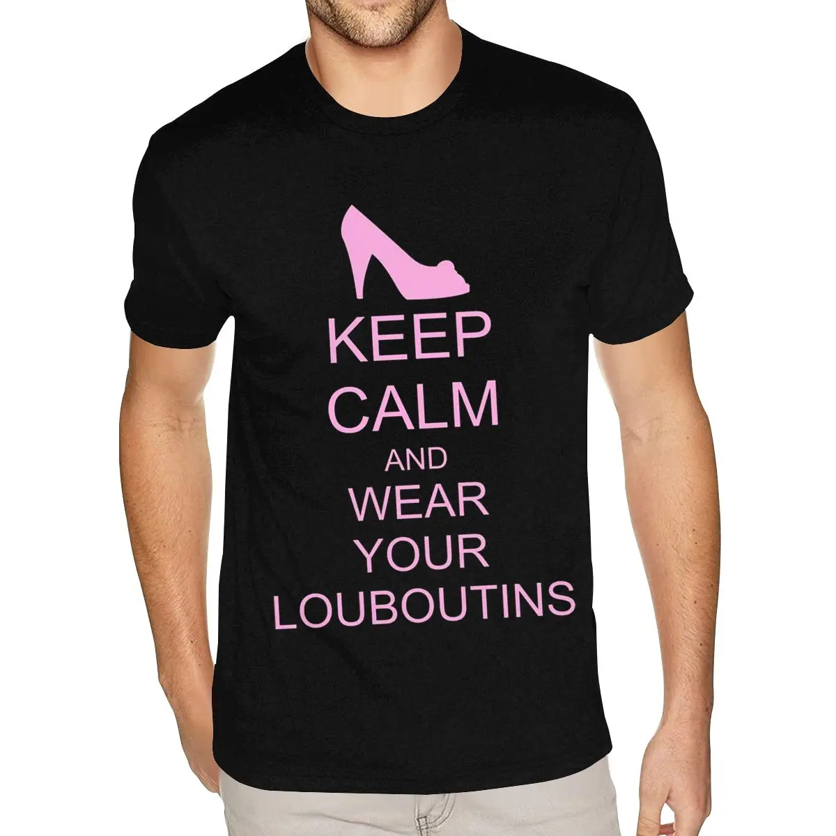 

Футболка с короткими рукавами и круглым вырезом из натурального хлопка Keep Calm And Wear Your Louboutins, забавная футболка для него и для нее S