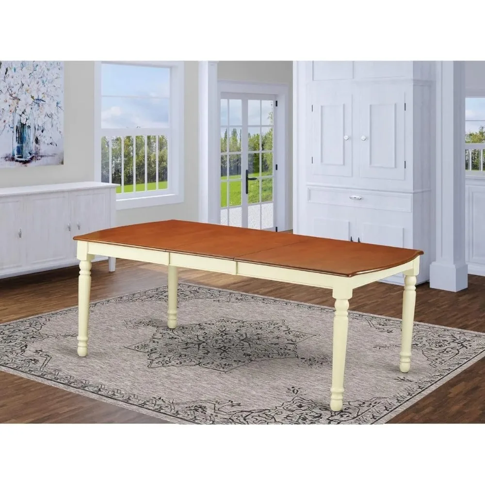 Kitchen Dining Table - a Rectangle Wooden Table Top with Butterfly Leaf & Stylish Legs 42x78 Inch