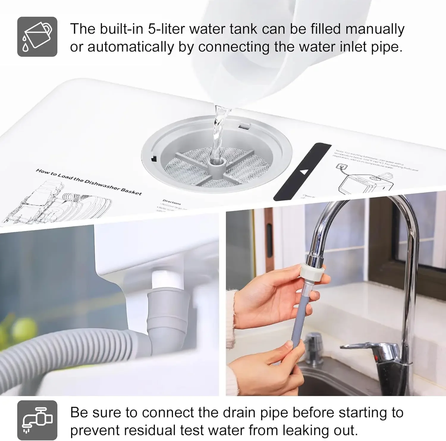 countertop .Compact Dishwasher with drying and double spray arms. Countertop Dishwasher With Water Tank. Portable dishwasher wit