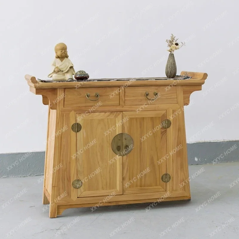 

New Chinese-style porch cabinet, partition cabinet, paint-free elm furniture, upturned head Zen side storage