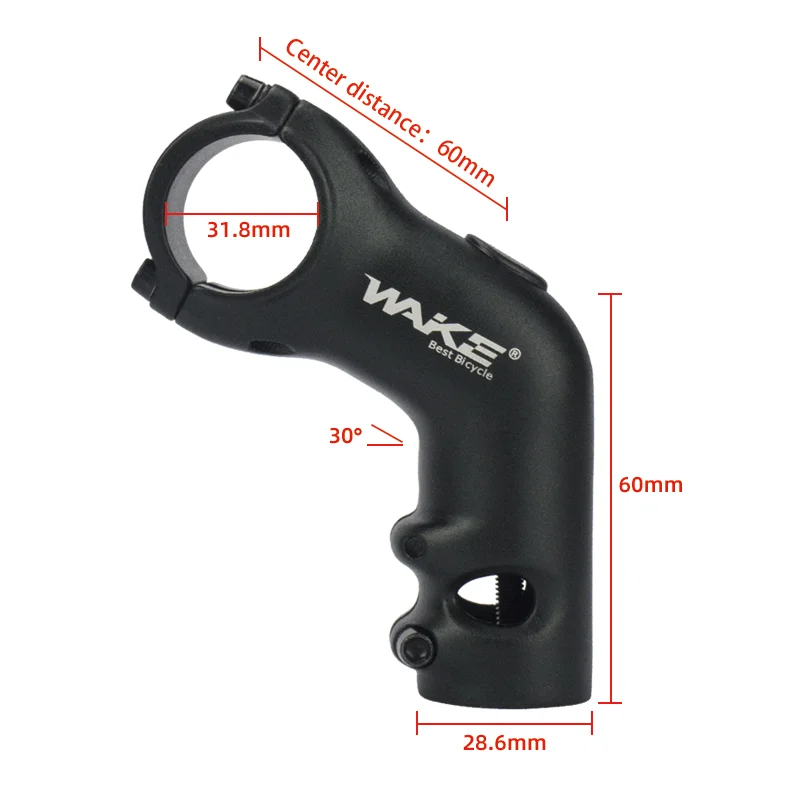 Wake-Potence de guidon pour vélo de route et VTT, accessoire résistant à 30 degrés, 31.8mm, 60mm, pour BMX