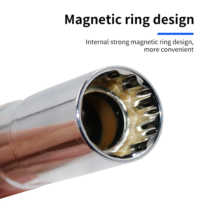 Imagem -04 - Universal 14 Mm16 mm Ponto Removedor Chave Magnética Spark Plug Manga Soquete do Carro Reparação Extrator Magnético 12 Ângulo 1pc