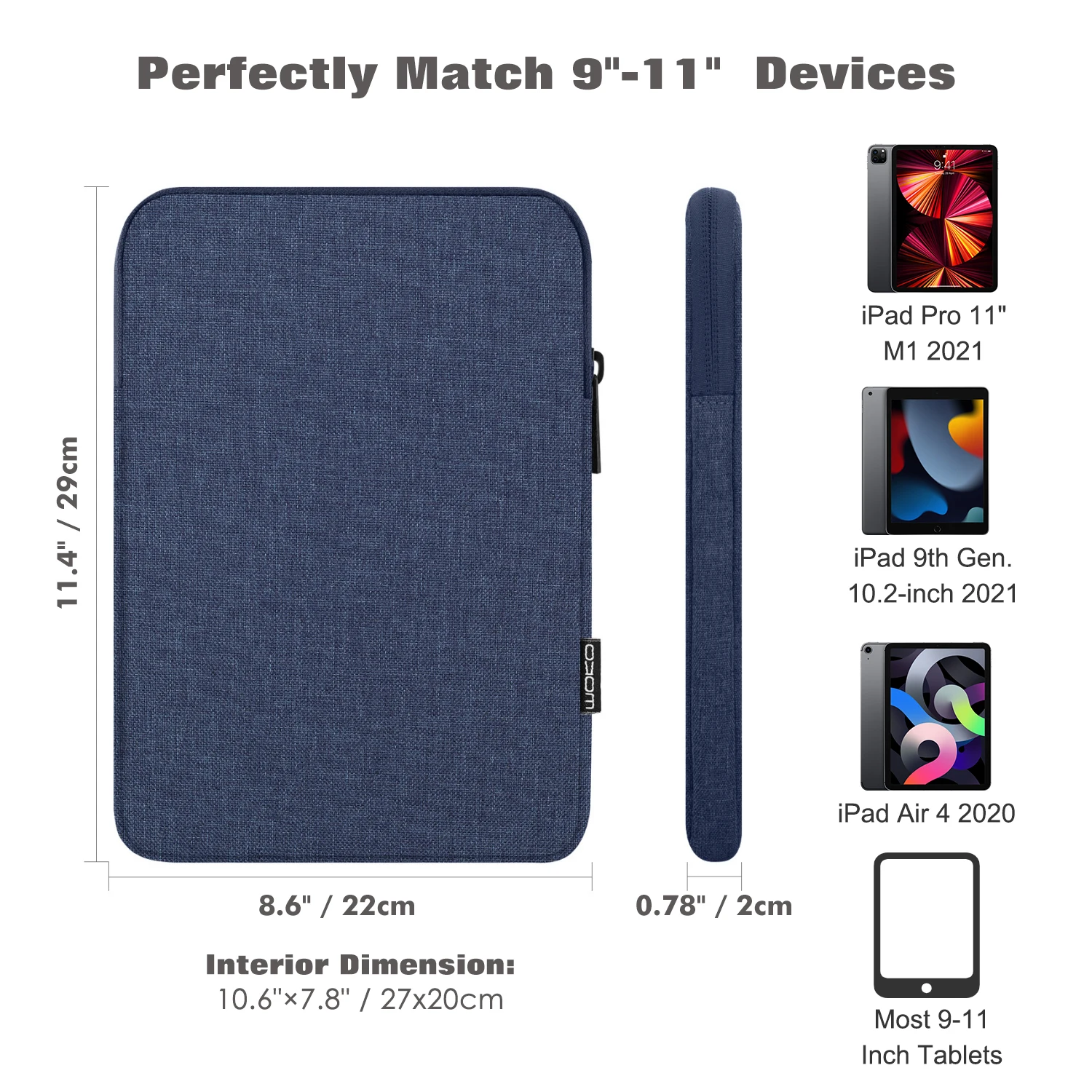 MoKo Tablet Sleeve Bag Carrying Case For iPad Pro 11 2022/iPad 9th Gen 10.2,for Samsung Galaxy Tab S8 Plus/S7,Tab S6 lite/TabS5e