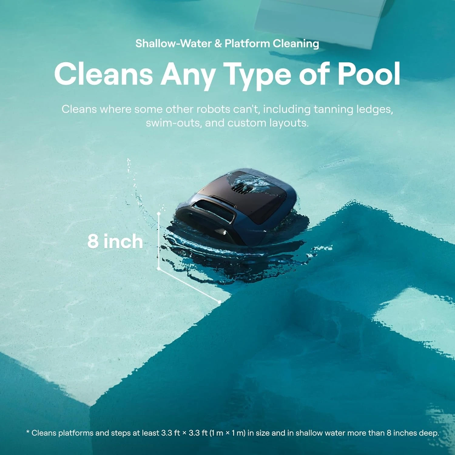 Sora 30 Pool Vacuum, 6800GPH Power, 300Min Runtime,Cleans Floor,Wall,Waterline & Platform, Smart Parking,5L Capacity, Customized