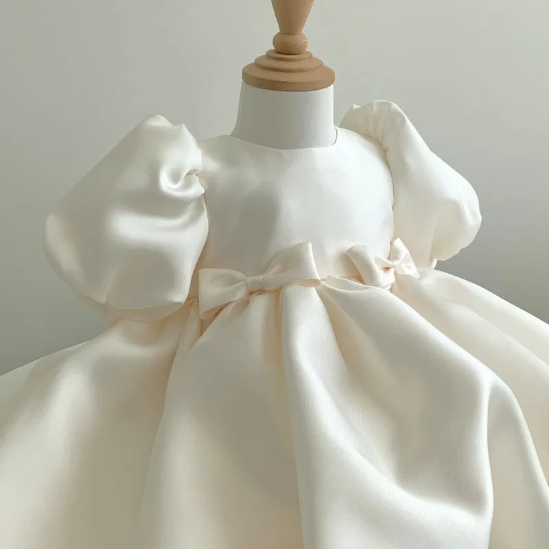 Girls Birthday Baptism Princess Ball Gown Children Cute Bow Puff Sleeve Design Wedding Party Dress g61