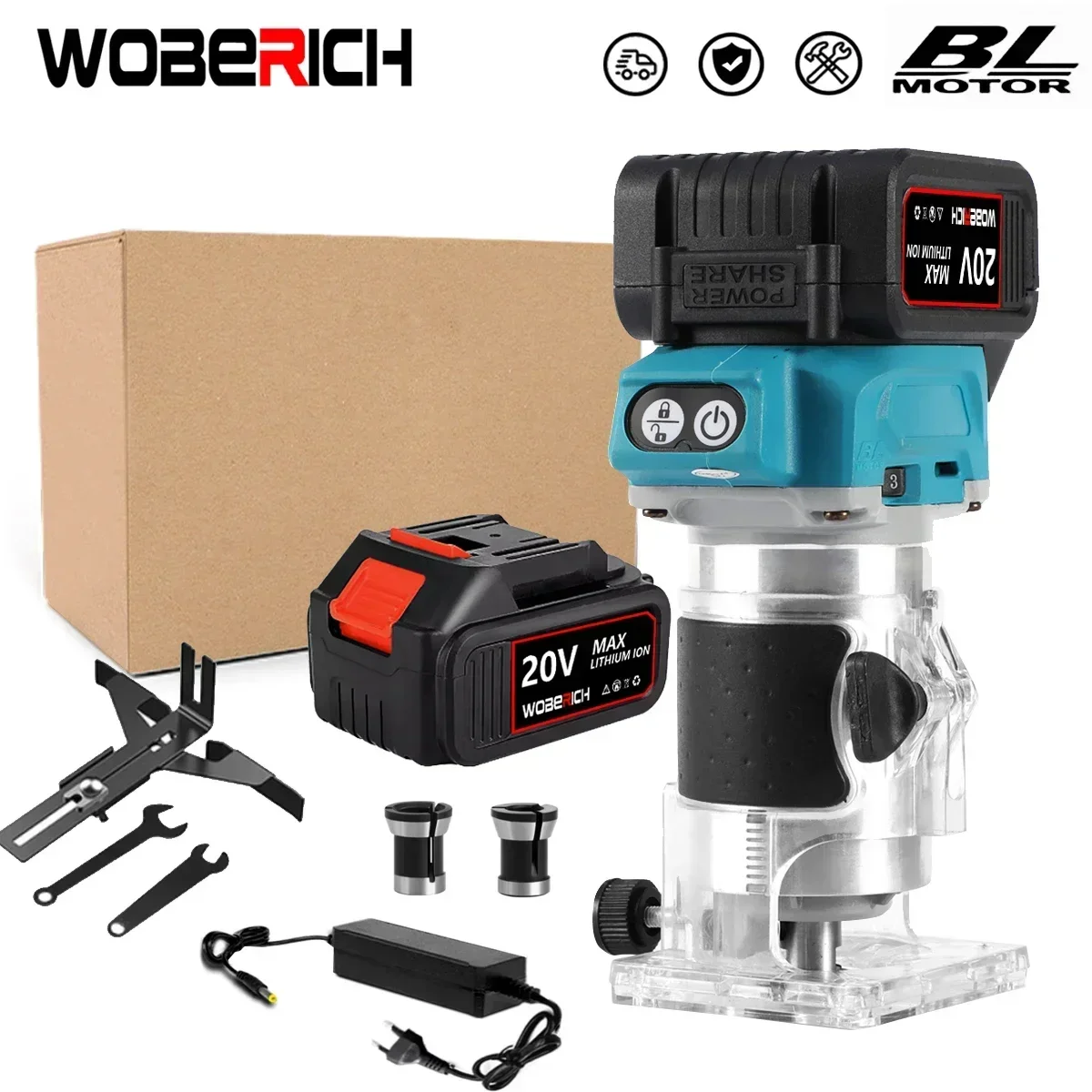 

Cordless Brushless Electric Trimmer Woodworking Engraving Slotting Hand Trimmer Wood Router Trimmer for Makita 18V Battery