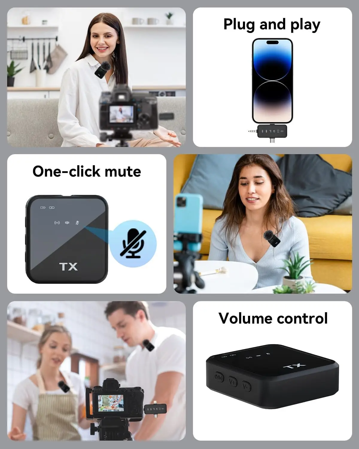 3 in 1 Microphone for iPhone/Android, Wireless, 328ft Transmission, Mini Microphone for Record Interview, YouTube, Tiktok image 6