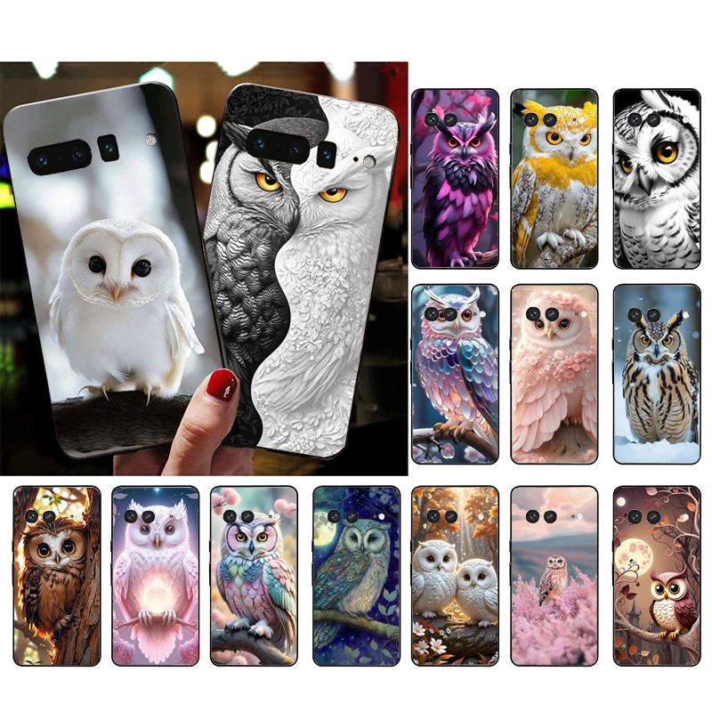 حافظة لهاتف جوجل بيكسل 10 9 برو XL 9A 8 7 6 برو بيكسل 8A 7A 6A بكسل 8 7 6 5 لطيف البومة الكرتون