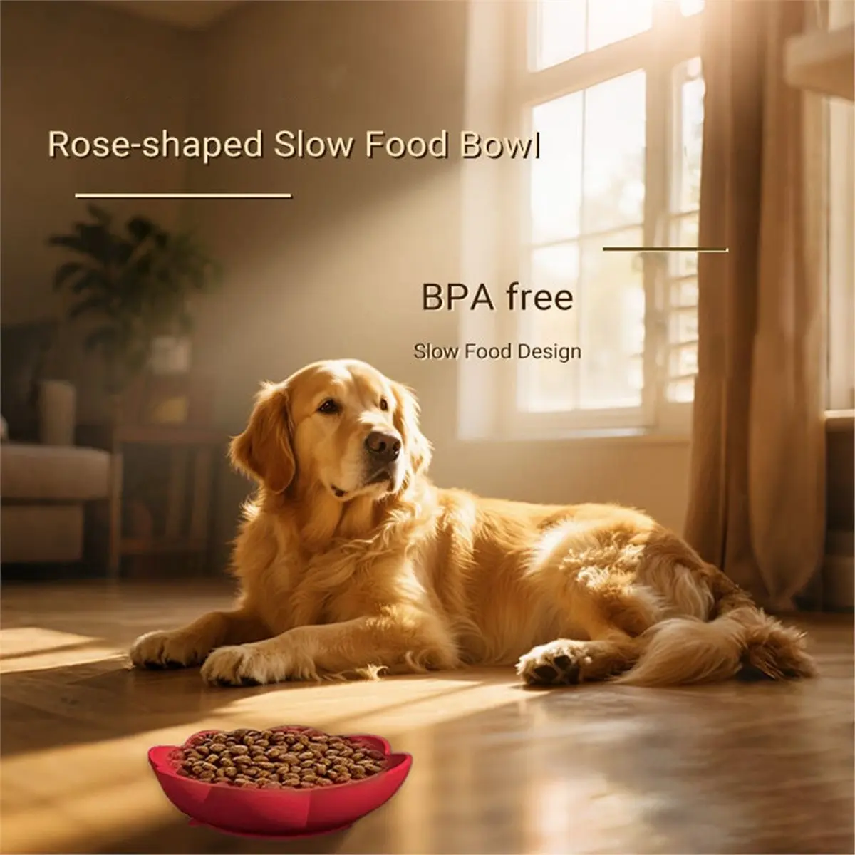 AT16 Pet Supplies Silicone Slow Food Bowl Rose Shape Dog Bowl Cat Anti-Choking and Anti-Knocking Food Bowl with Suction Cup