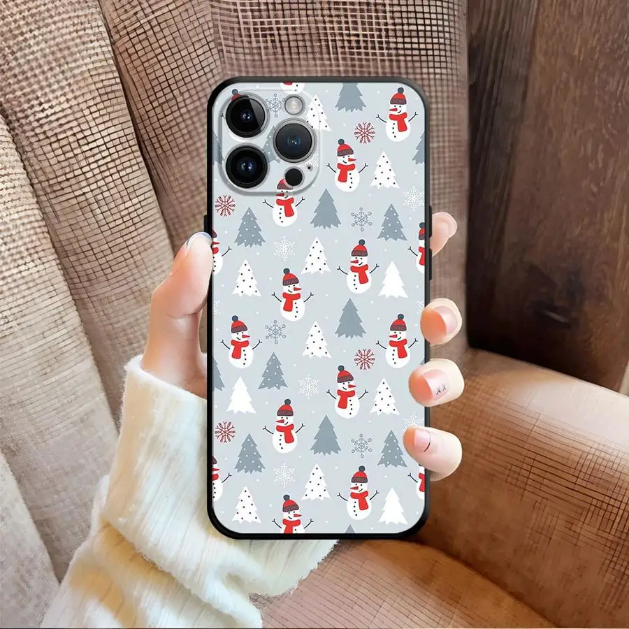 حافظة لهاتف آيفون 13 Mini 7 8 12 11 17 Air 17 16 Pro Max 15 Plus 14 X XS XR SE غطاء خلفي ناعم لعيد الميلاد ثلج