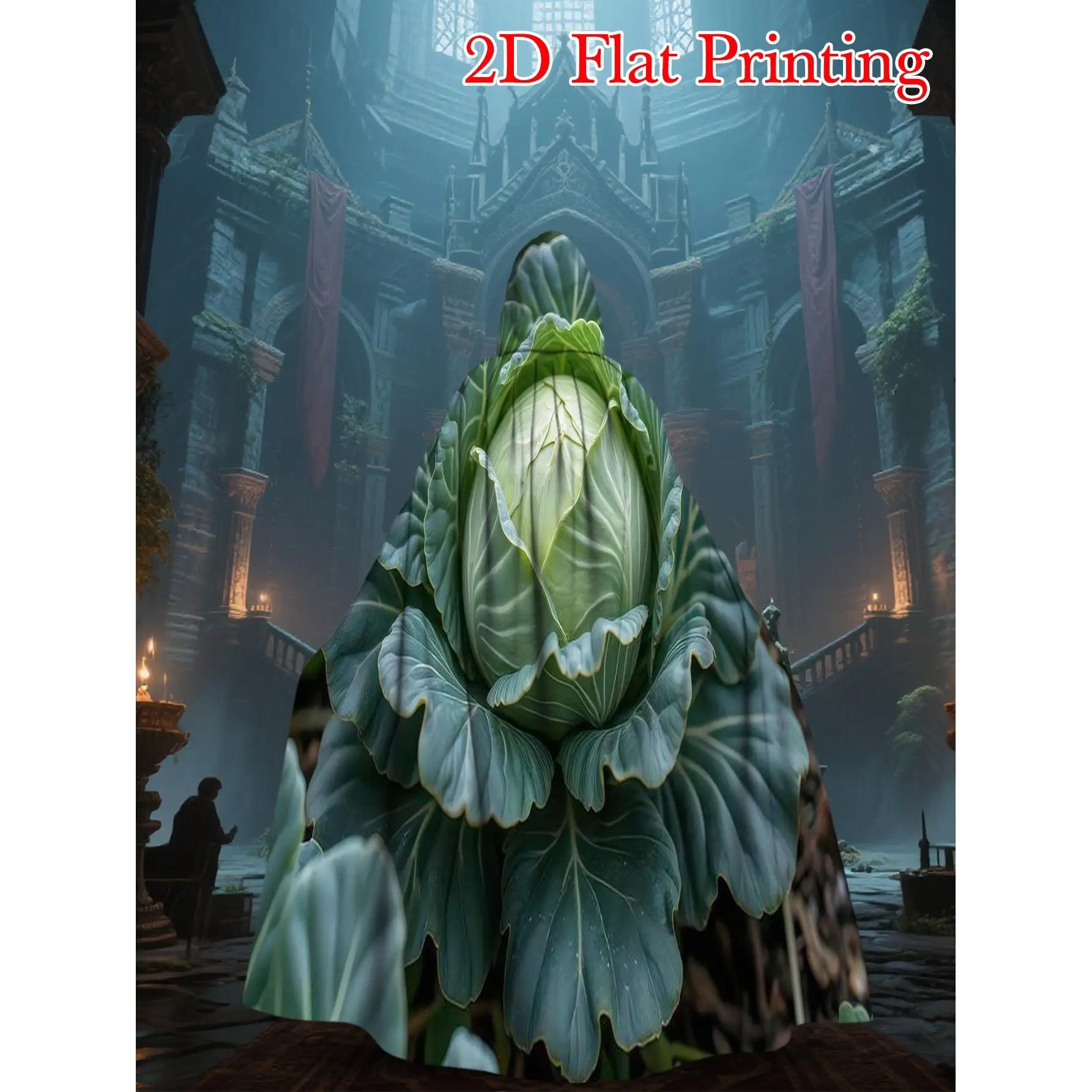 Unique Style Hooded Cape Fresh Green Cabbage Polyester Christmas Applies to Role-Play Performance Halloween Party Favor