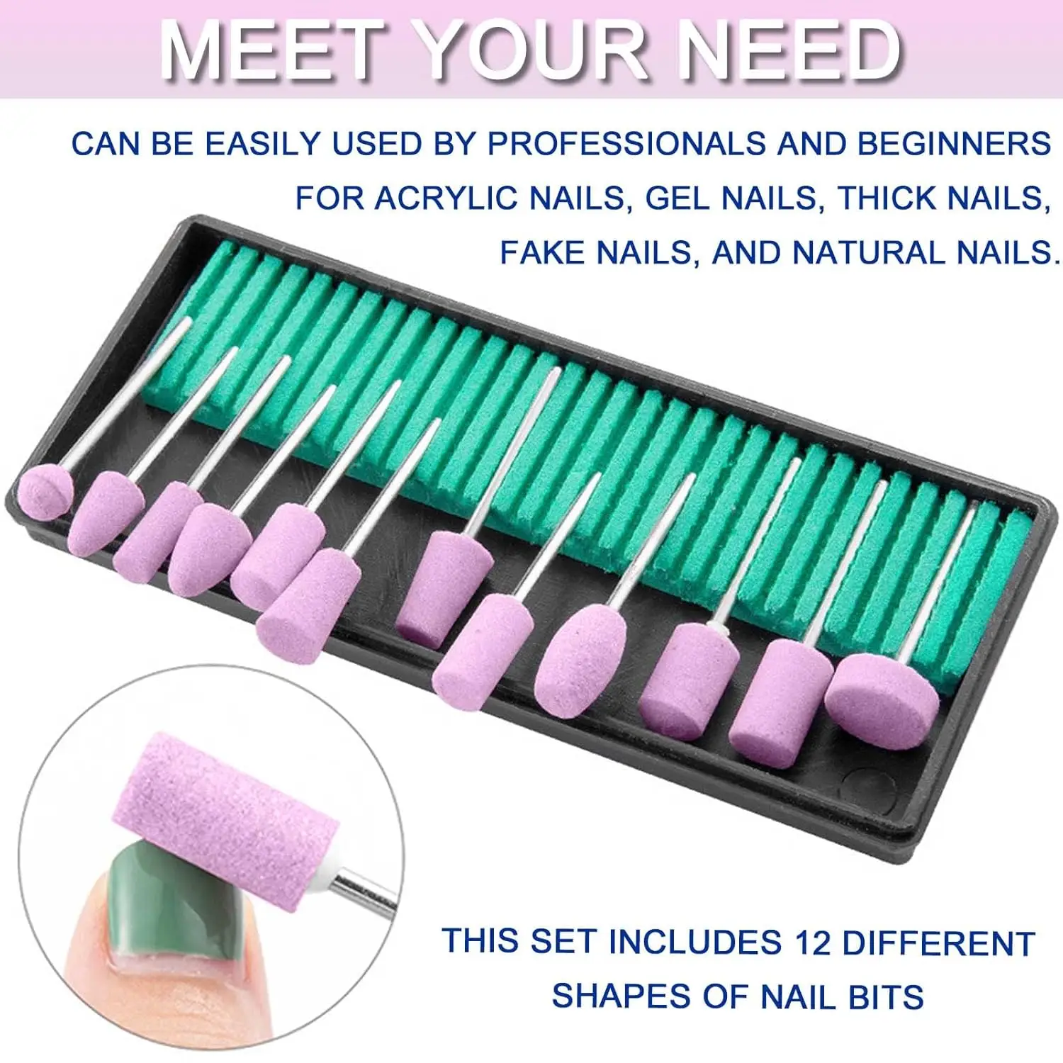 YIKOOLIN 12/30pcs Snijders Voor Manicure Machine Quartz Scrub Steen Wol Nail Boor Rotary Burr Slijpmolen Pedicure kit