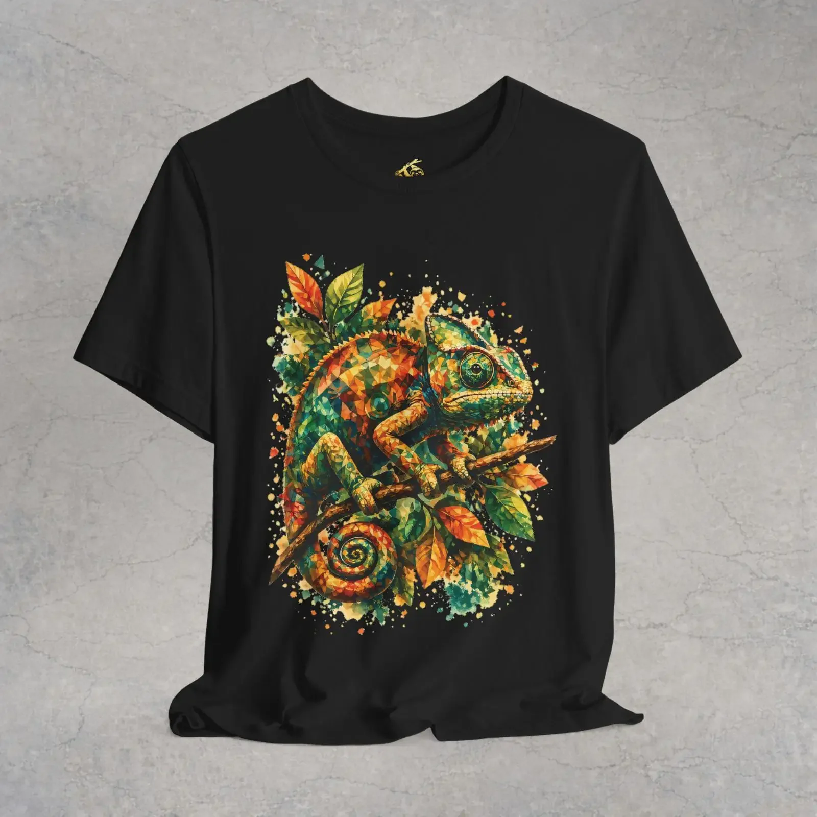 Geometric Chameleon T Shirt Colorful Lizard Polygon Animal Reptile Lover  vintage Washed designer clothes fashion Comfortable