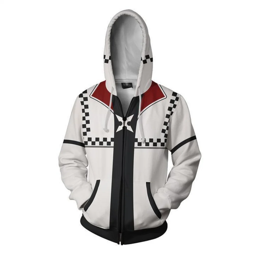 Unisex Game Kingdom 3D Sweatshirt Hearts Sora Riku Kairi Cosplay Zipper Hoodies Casual Jacket Outfit