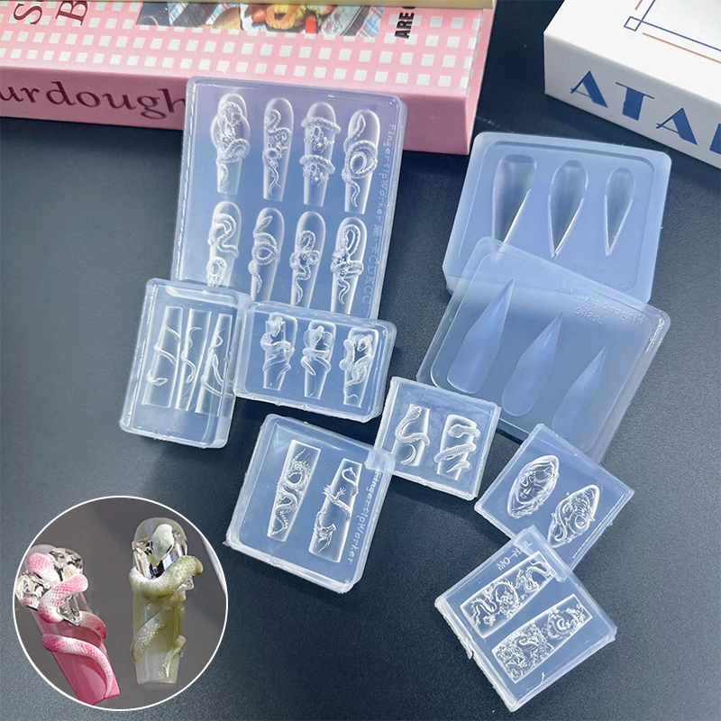 

Cartoon Mini Snake Silicone Nail Mold Nail Stamping Stereoscopic Decorations Nails DIY Design Manicure Tools