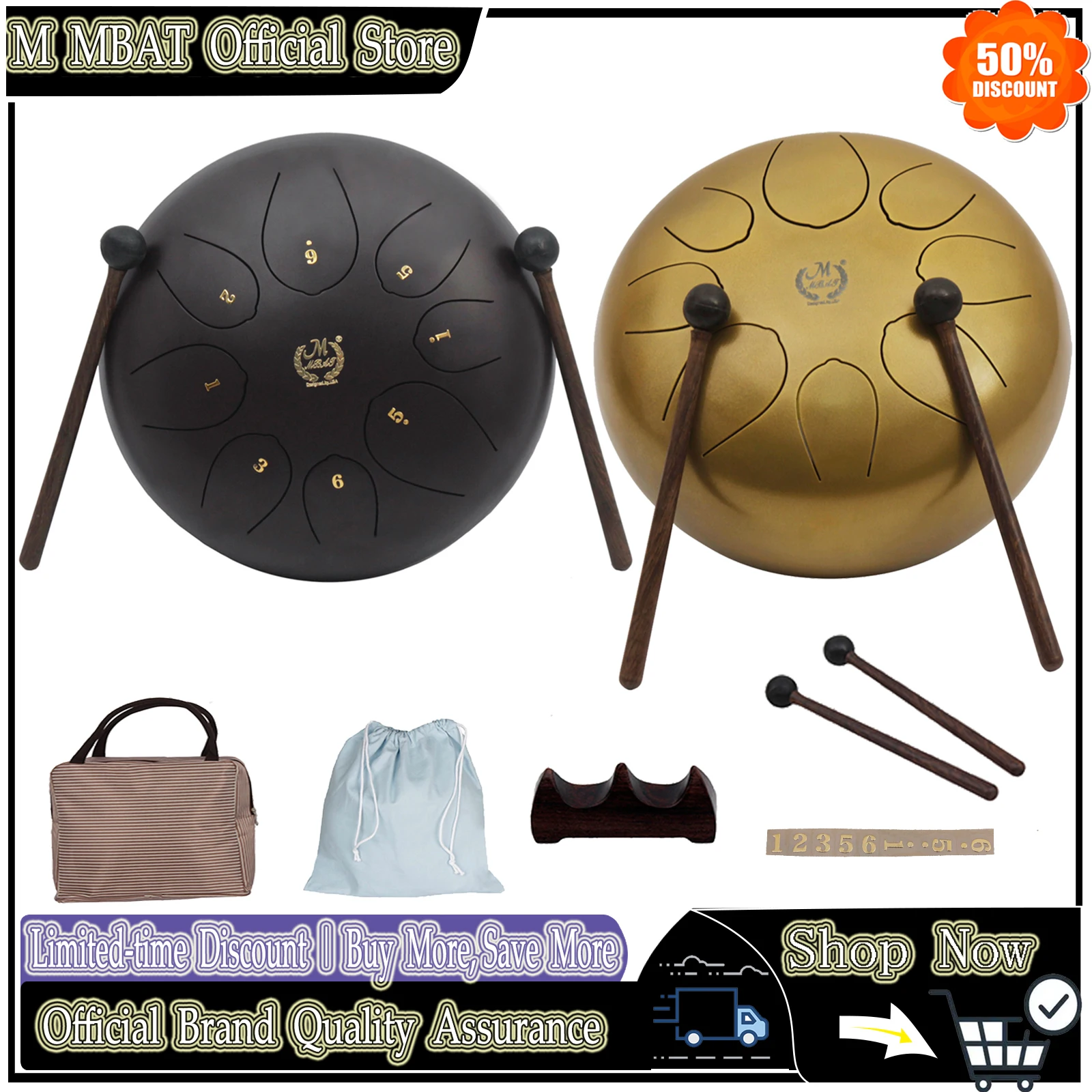 M MBAT 8 Tone Steel Tongue Drum 10 Inch Zen Practices Yoga Meditation Exercise Mini Hand Drum with Bag for Meditation Gift