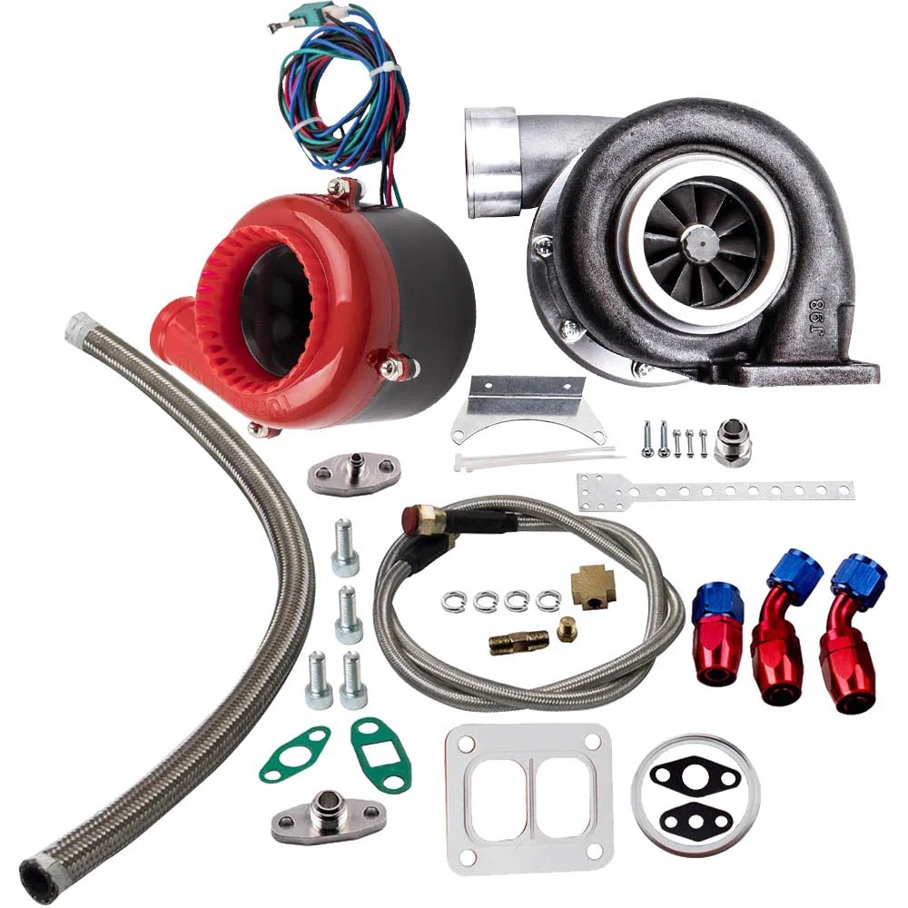 GT45 Universal Turbo Turbocharger A/R 1.05 600+ BHP w/ Oil Feed Drain Lines +BOV Adapter V-Band Flange