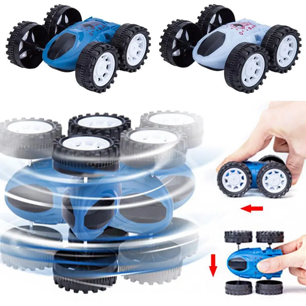 Inertia Double-Sided 4 Wheels Stunt Flip Car for Kids 360° Rotating Stunt Car Toys Push and Go Vehicle Toy Trucks