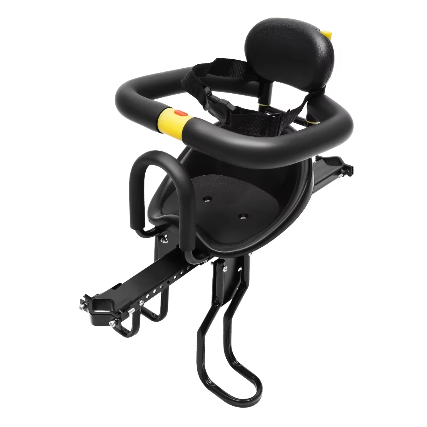 Front-Mount Bicycle Child Safety Seat with Armrest & Foot Pedal Bike Baby Safety Seat  Baby, Toddler, Child Black