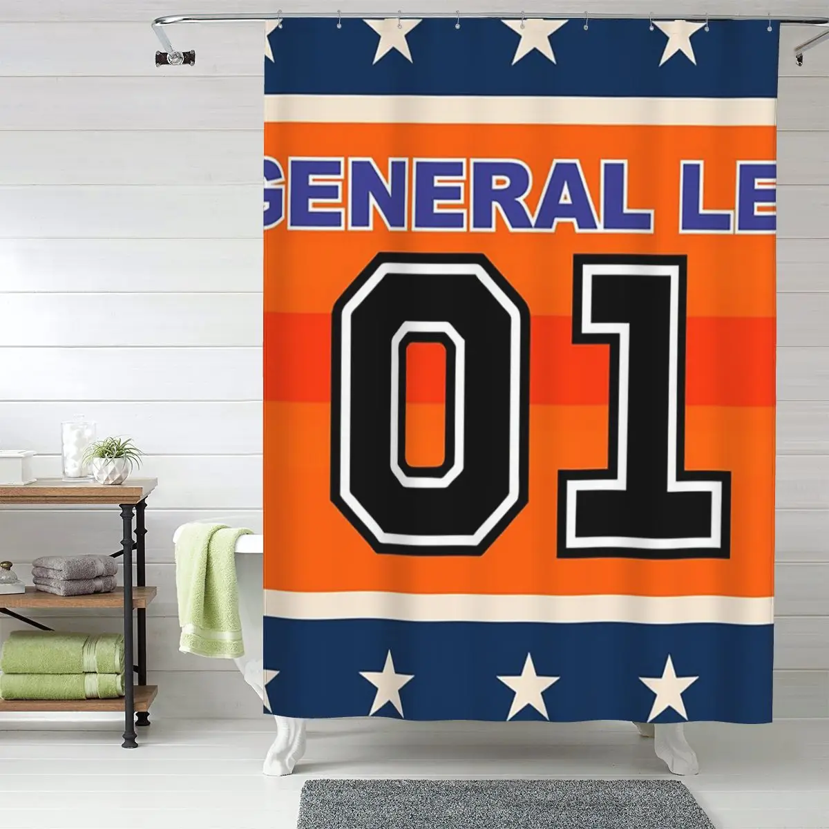 

Dukes Of Hazzard Good Ol' Boys Racing Car 01 General Lee Shower Curtain Bathroom Polyester Waterproof Bath Curtains with Hooks