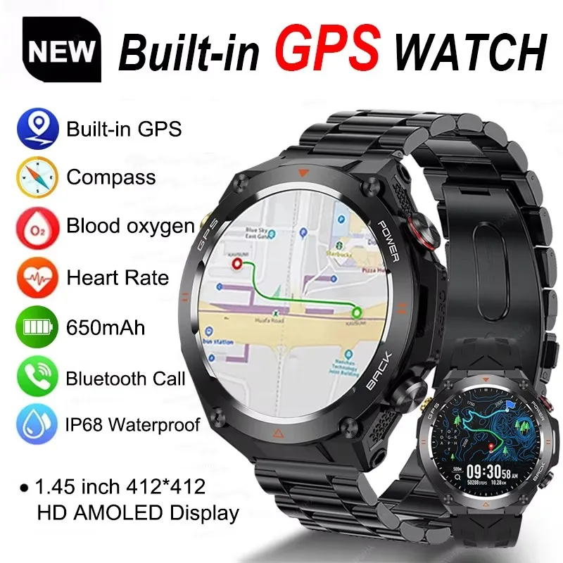 For Xiaomi Outdoor Sport Built-in GPS Smart Watch Men Ultra HD AMOLED Full Touch Display Bluetooth Call 650 mAh Smart Braceletes