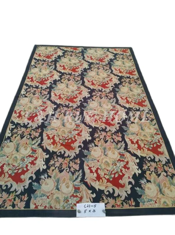 

Free Shipping 5'X8' French Woolen Aubusson rug handmade 100% New Zealand wool rugs and carpets