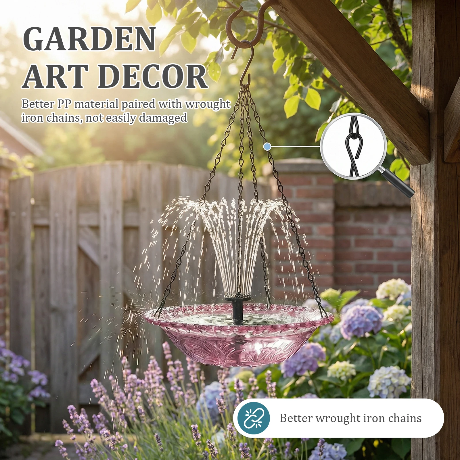 Solar Cascade Hanging Bird Bath Fountain Outdoor Hanging Wild Bird Bath Large Humming Birds Bath Fountain Pet Accessories