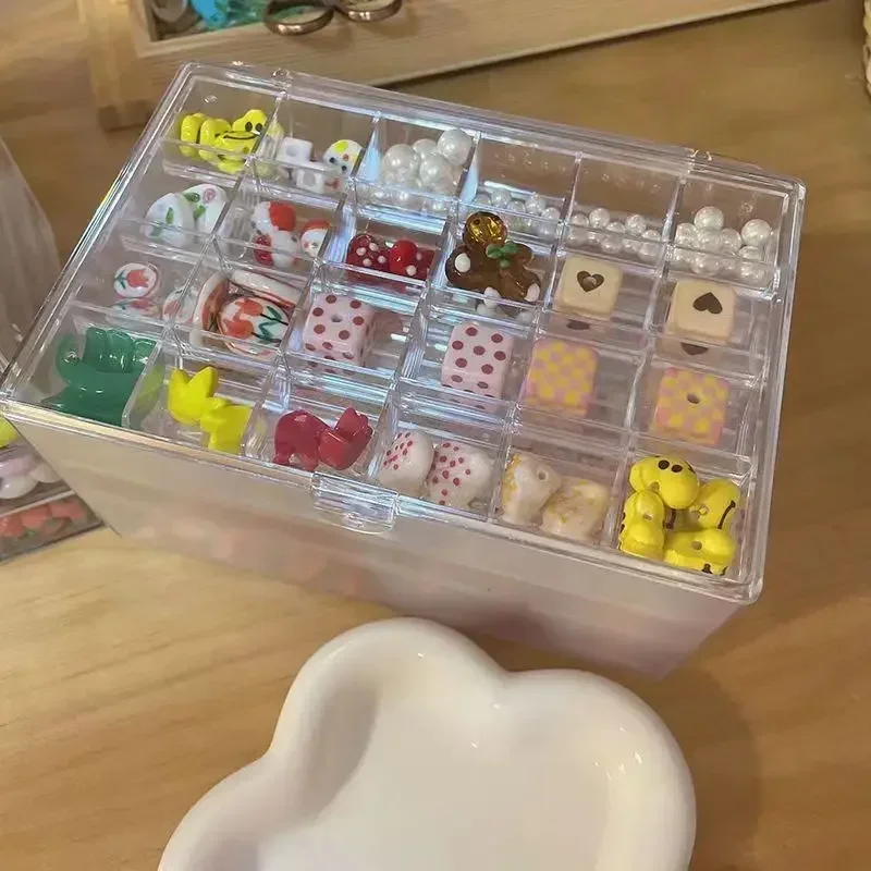 3-120 شبكة كريستال حبة درج تخزين مجوهرات المنظم لتقوم بها بنفسك صندوق المواد الحرفية للمنزل مكتب الحرف والهوايات