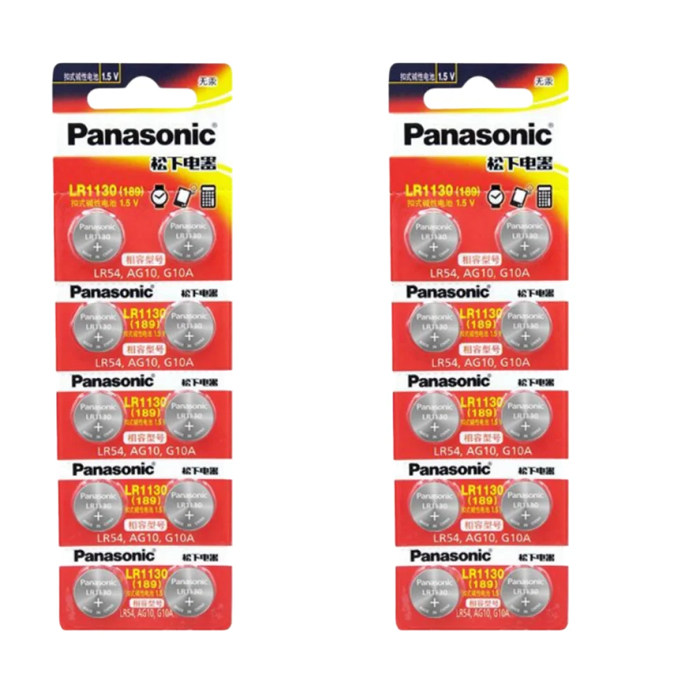 Batería alcalina Panasonic AG10 LR1130 SR54 1,55 V para dispositivos