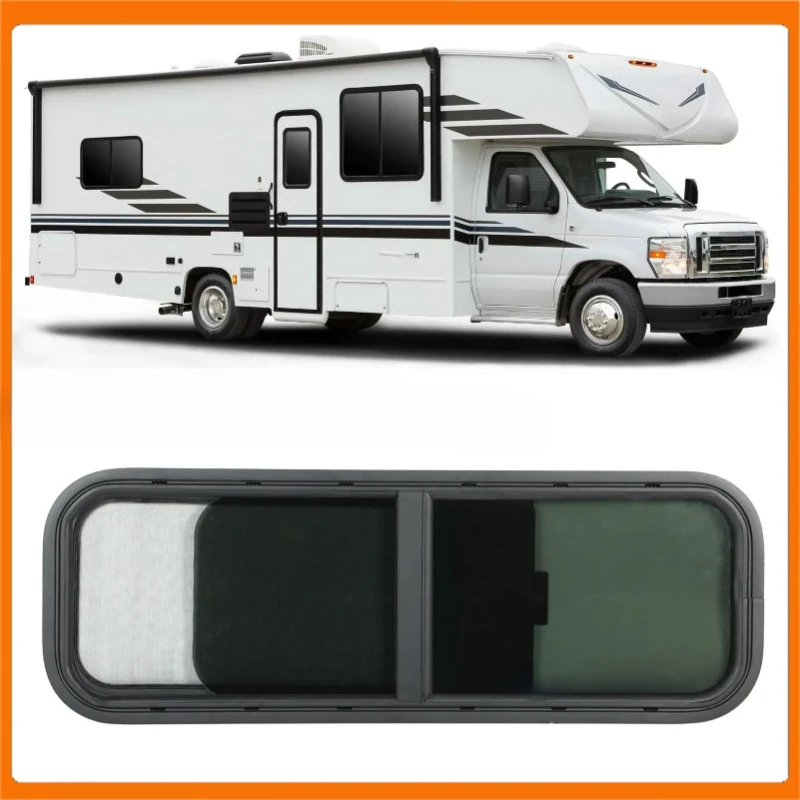 900x300mm Round Angle Sliding RV Window Black Tempered Glass Shade for  Trailer Glass RV Window RV Sliding
