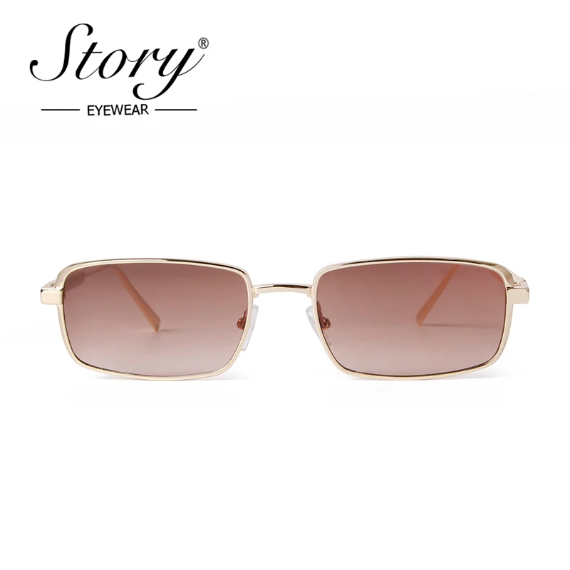 STORY Retro Fashion Metal Steam Punk Sunglasses for Women Men Designer Vintage Trendy Gold Frame Rectangle Sun Glasses S50141D