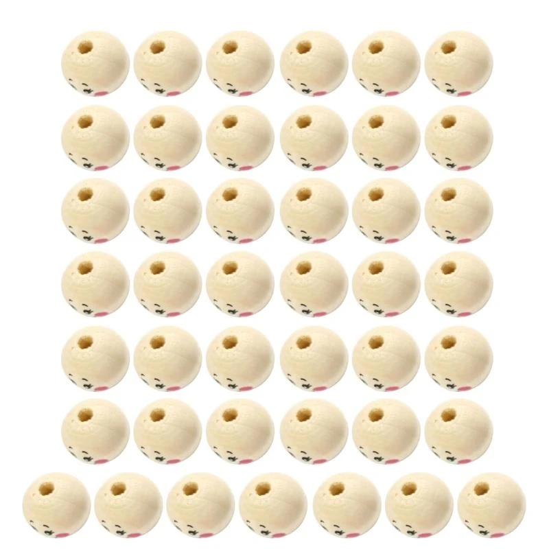  DIY Decor Craft Wooden Beads for Crafting Wooden Faced Beads Smiles Wooden Beads