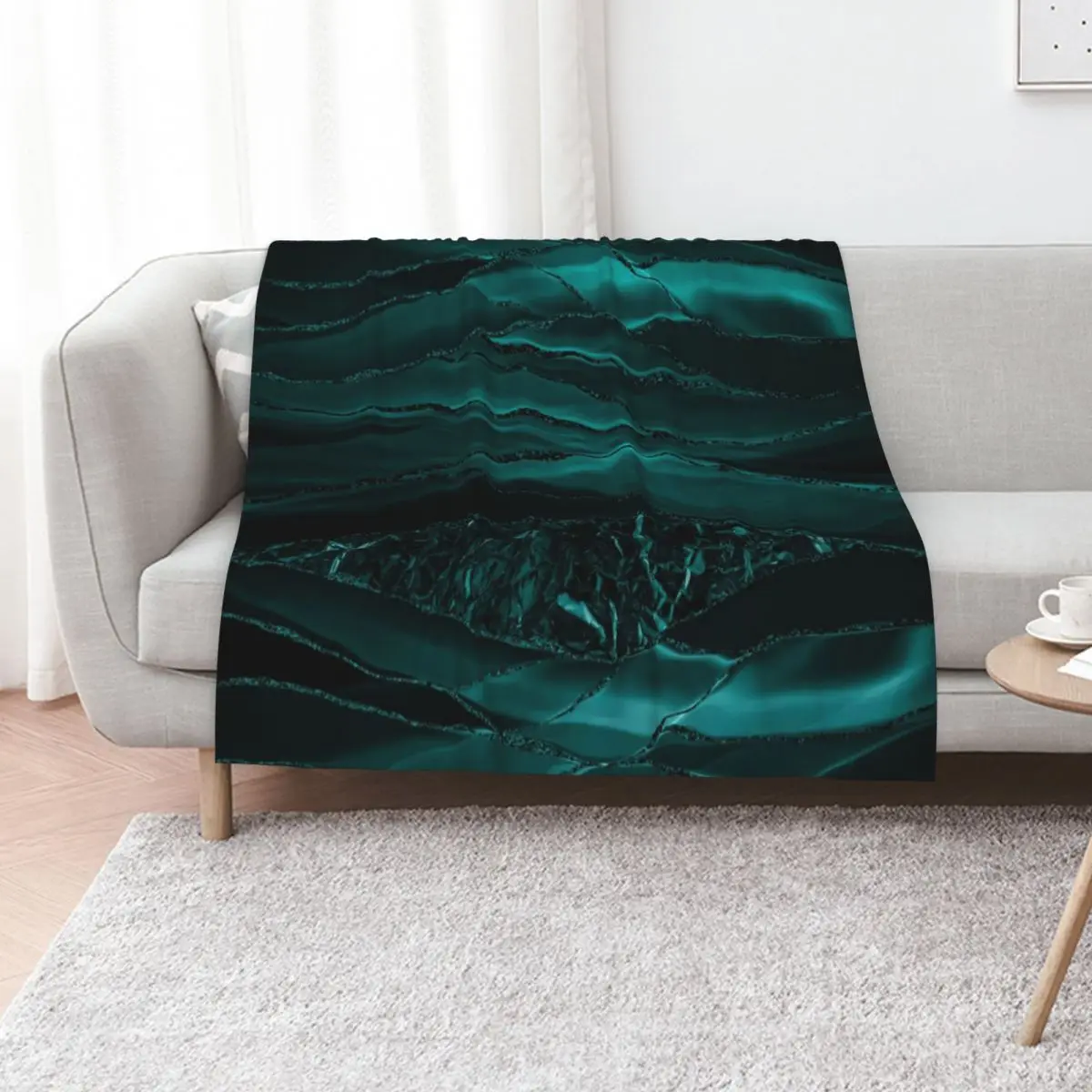 EmeraldGreen Glamour Marble Faux And Agate Landscapes Throw Blanket Flannel wednesday Comforter Sofas Bed linens anime Blankets