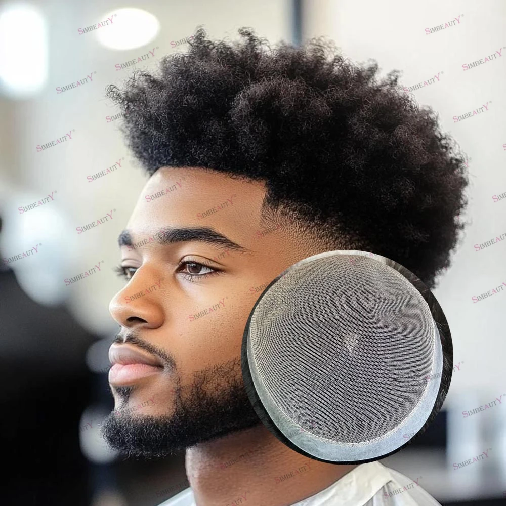 

Easy Wear Lace&PU Men's Human Hair Toupee 6mm Black Men Hair Replacement System Natural Hairline Remy Indian Hair Male Prosthesi