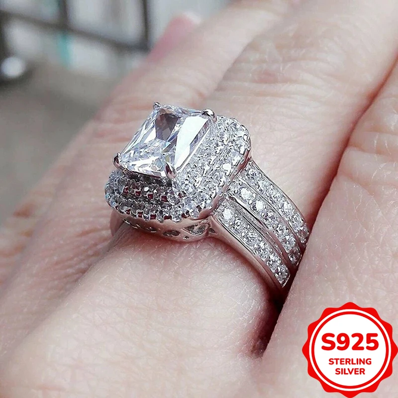 Classic Temperament Genuine S925 Silver Heavy Industry Personalized Women's Wedding Ring