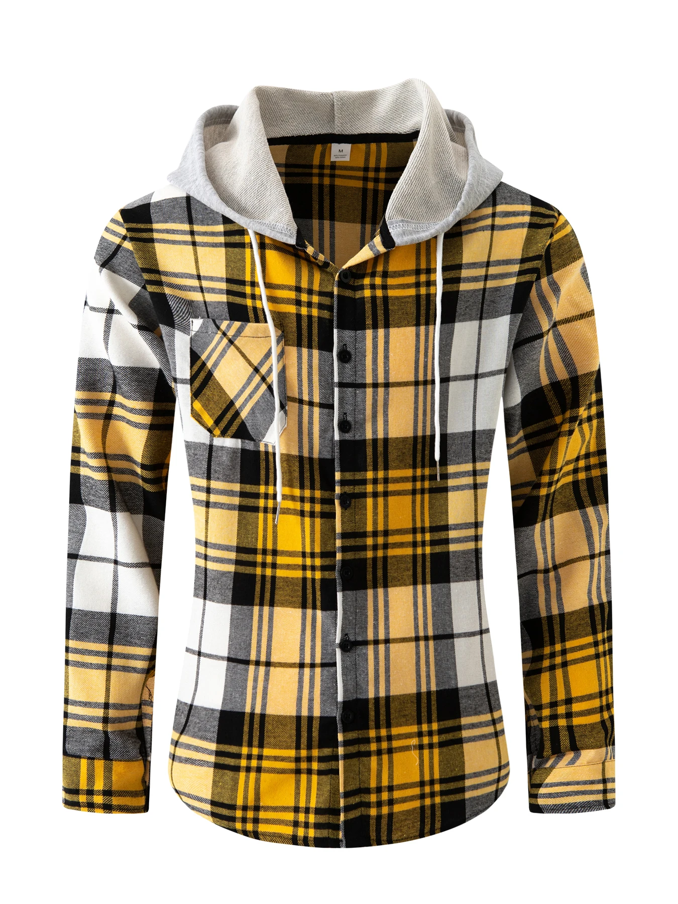 

Spring autumn men's preferred coat trend Fashion long-sleeved flannelette hoodie casual comfort printed plaid shirt