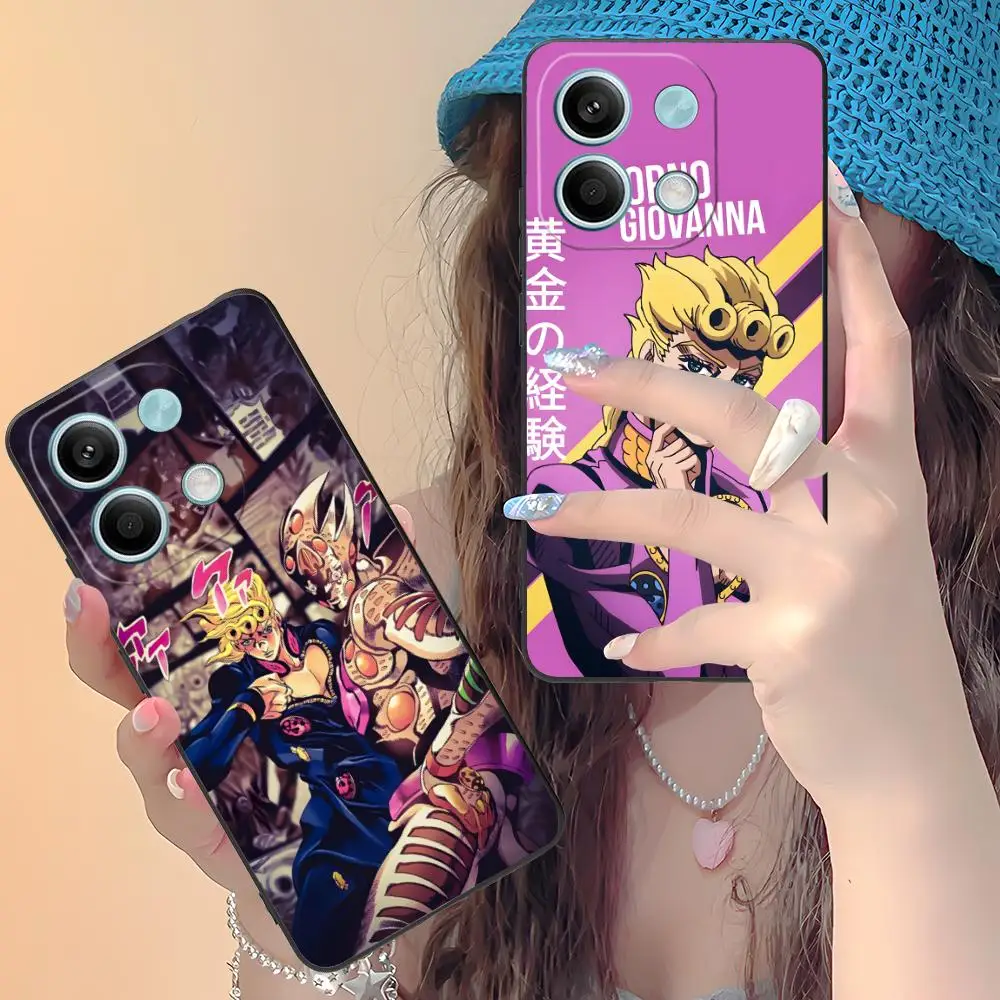 

Чехол для телефона с аниме JOJO Giorno для Xiaomi Redmi Note 14 13 12 11 S Pro Plus 4G 5G, с красочным принтом, стильный чехол для смартфона