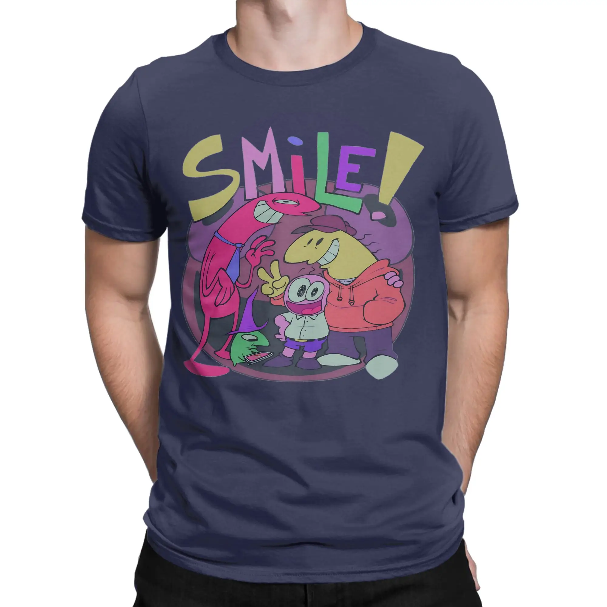 Men Women T-Shirt Smiling Friends Cotton Tee Shirt Short Sleeve Charlie Pim Allan Glep Smile T Shirt Crew Neck Clothing Summer