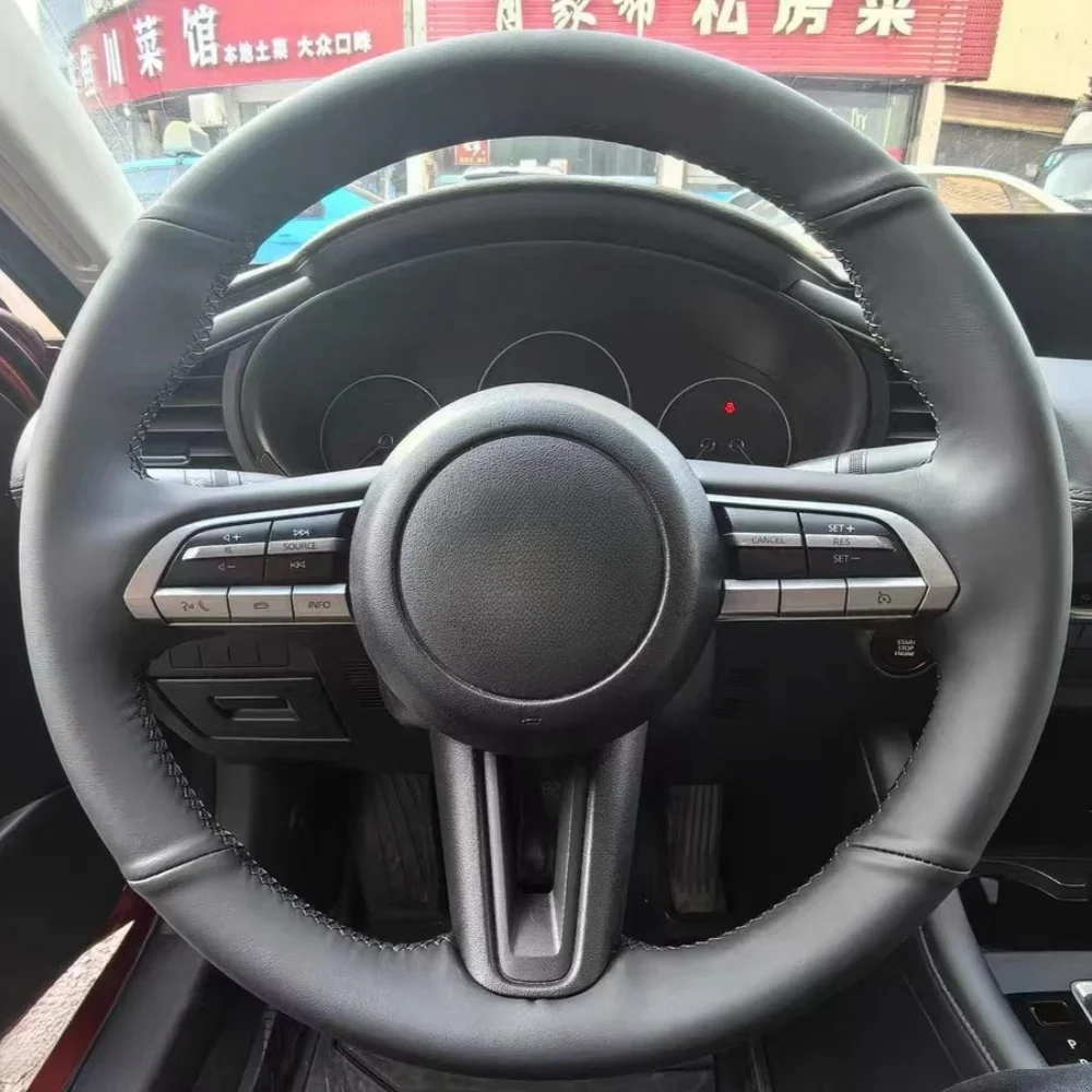 

Black Car Steering Wheel Cover DIY Microfiber Leather For Mazda CX30 2019-2023 Axela 2019-2023 CX3 2019-2024 Auto Accessories