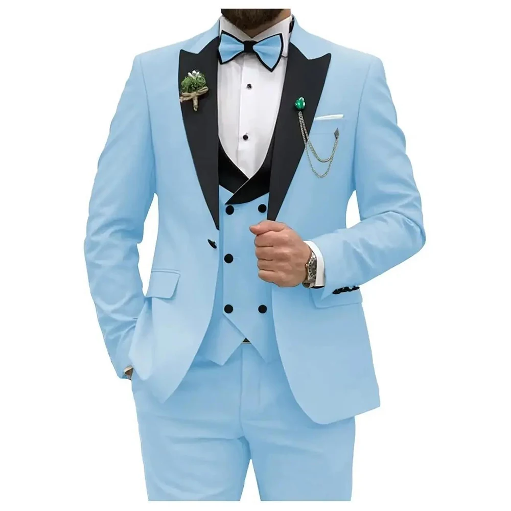 

Men's new three-piece suit Korean style slim dress suit men's casual formal wear custom