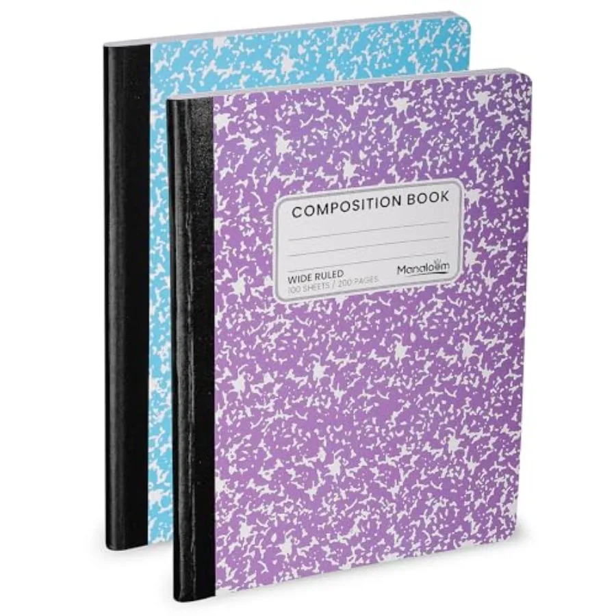 

Hardcover Wide Ruled Composition Notebook Bright Colors, 100 Sheets, 200 Pages, 9.75 x 7.5 in For School, Office, Note-Taking