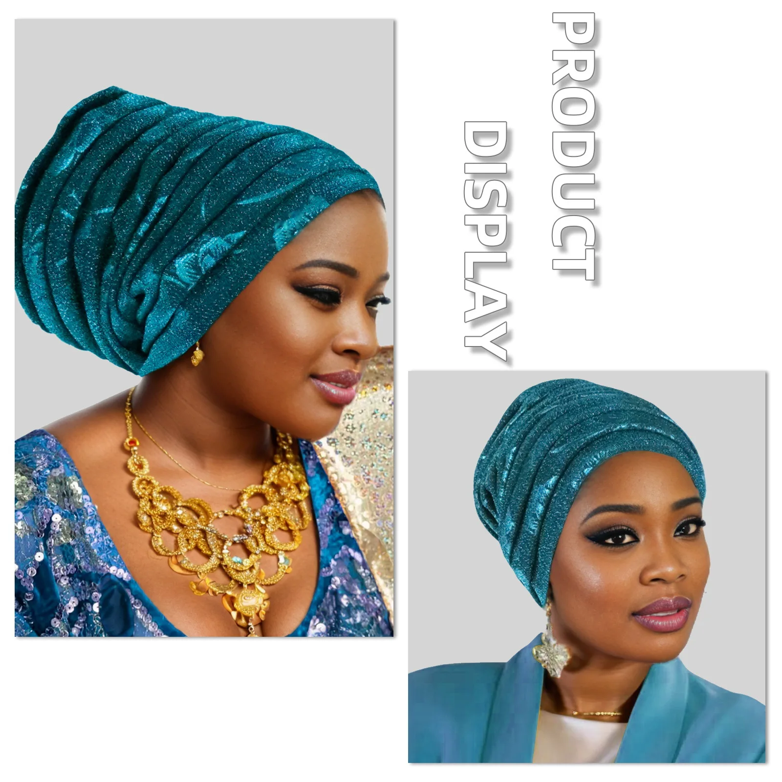 Glitzernde Ganzkörper-Turban-Kappe für Frauen, 2025, Damen-Kopfwickel, muslimisches Kopftuch, Hut, Turbante Mujer, afrikanische Kopfbedeckung – Detail 15