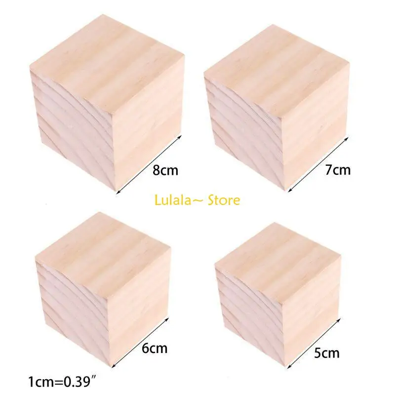 Y4QA لم تنته الخشب الحرفية مكعبات كتل 5/6/8 سنتيمتر الفن الحرفية الخشب مكعب خشب متين الديكور Craft بها بنفسك الحرفية كتلة الطفل #6