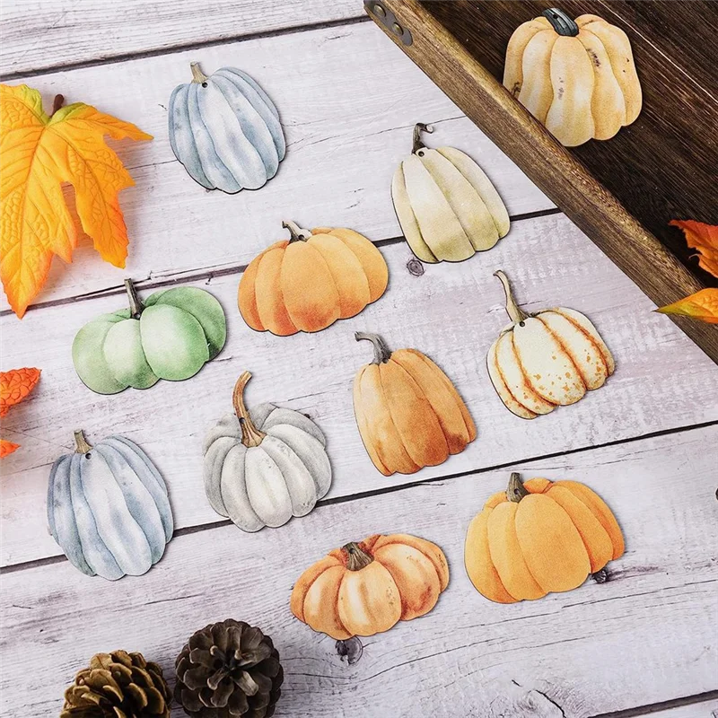 Adornos colgantes de calabaza de madera para otoño, 36 piezas, Acción de Gracias, pequeñas señales colgantes, decoraciones de Halloween