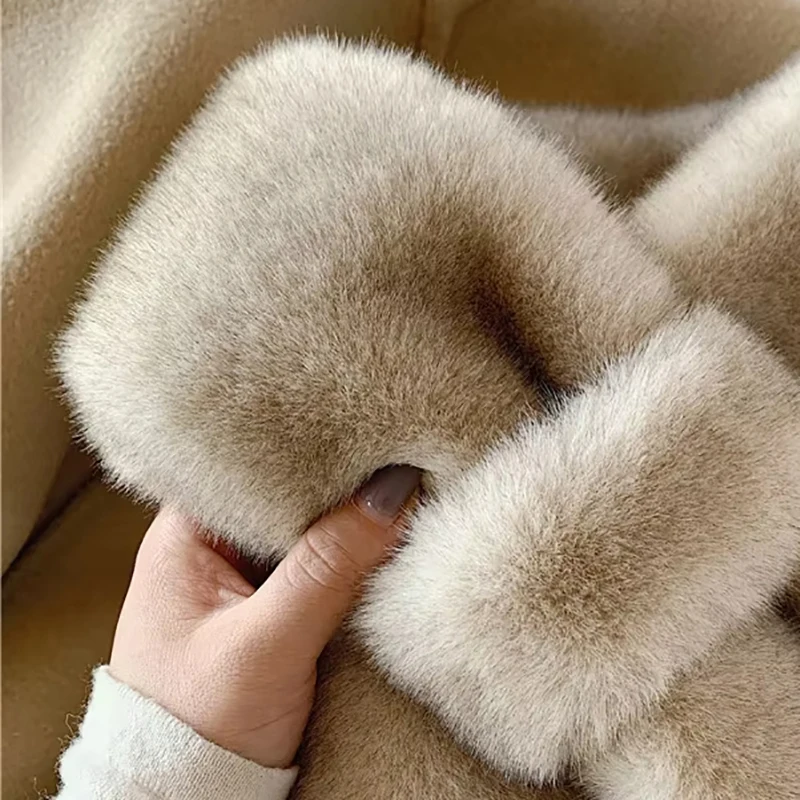 مجموعة الشتاء الدافئة المألوف رقيق أرنب الشعر تقليد وشاح والأذن الأصفاد قطعتين مجموعة الرقبة والأذن الأصفاد، مصممة سمكا