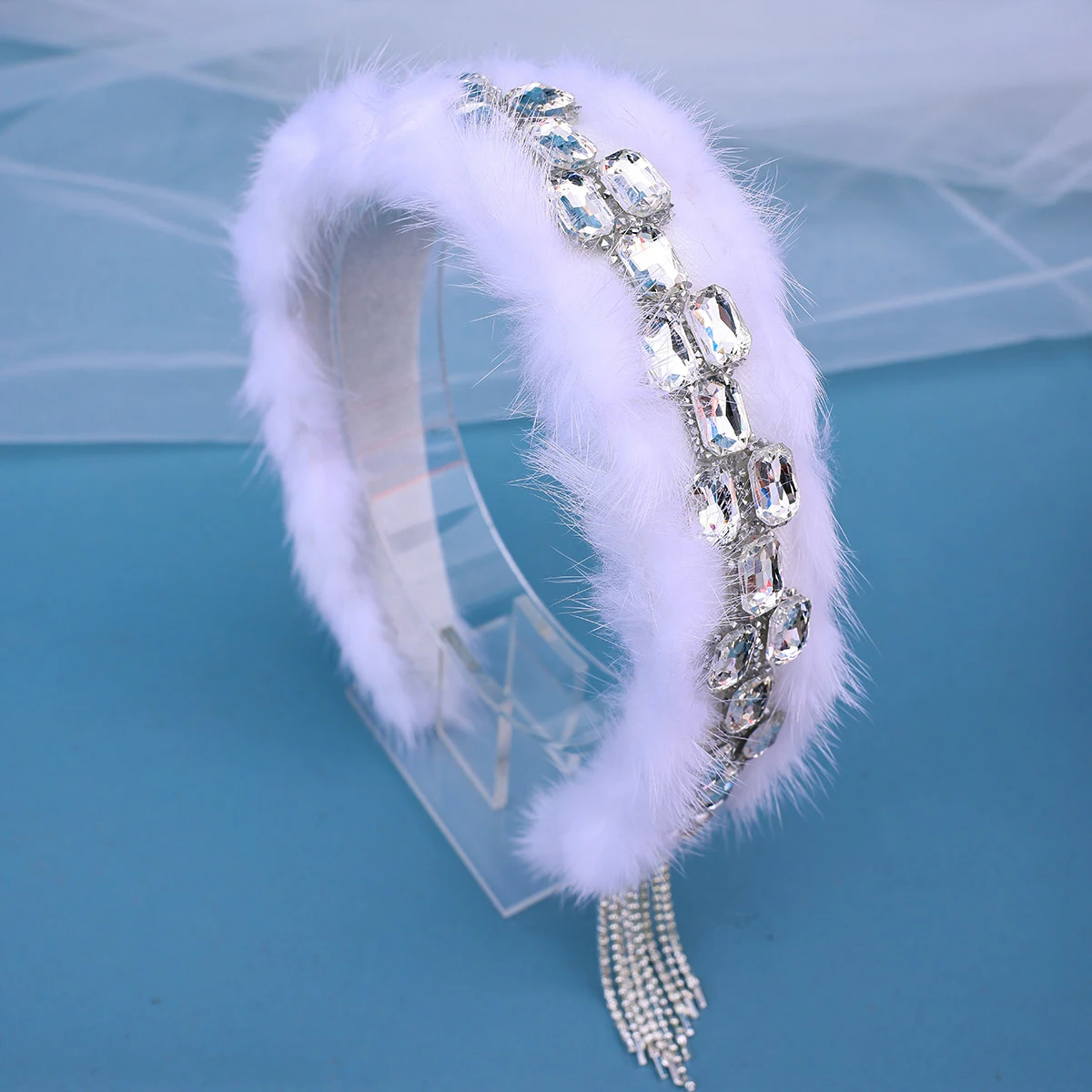 New Baroque Rhinestone Mink Fleece Headband Hairbands For Women Crystal Rhinestone Hairband Headband Girls Hair Accessories