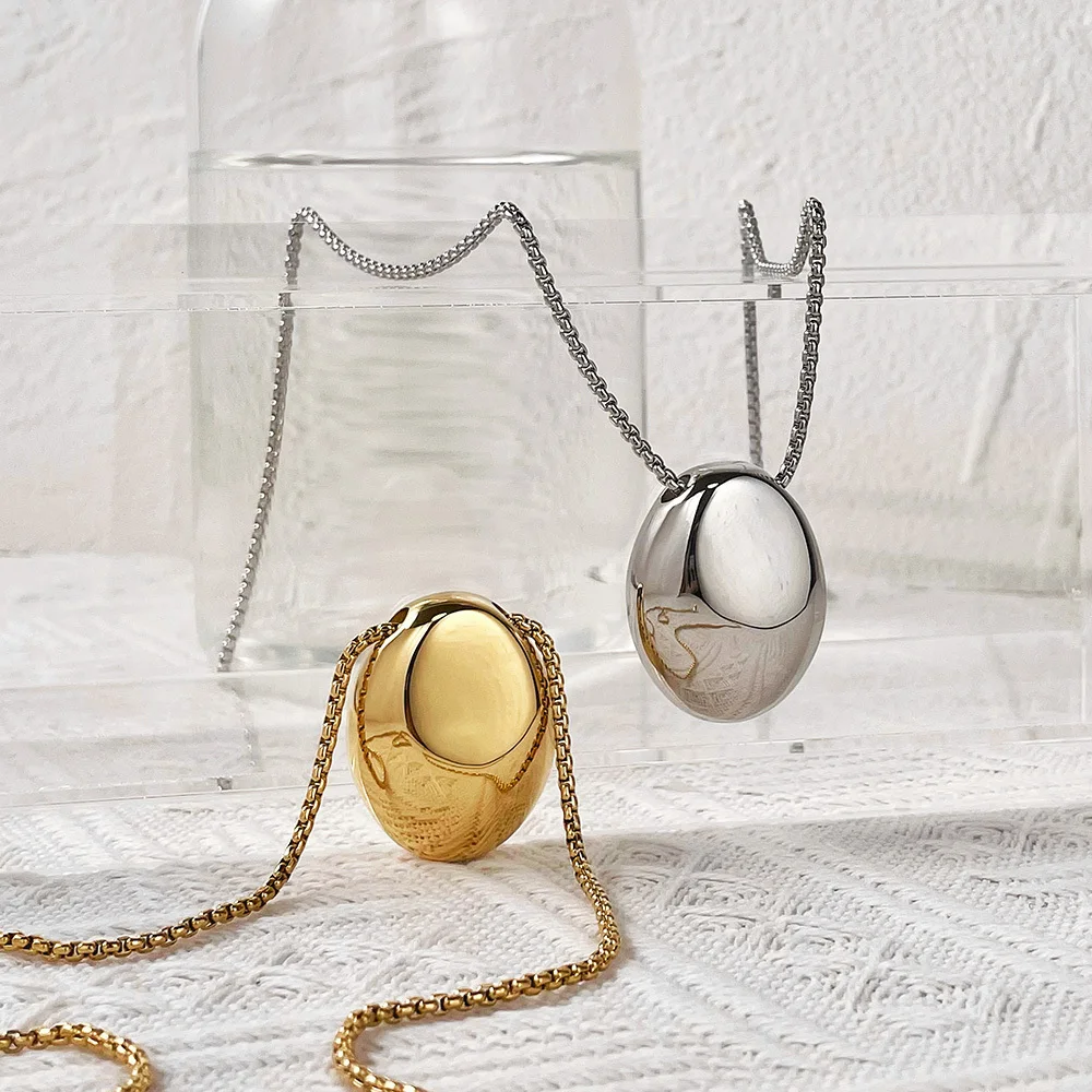 ENFASHION Hollow Pebbles Stainless Steel Long Necklace For Women Fashion Jewelry Gold Color Necklaces Colar Halloween P213266